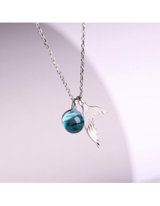 ocean bubble and whale tail sterling silver necklace