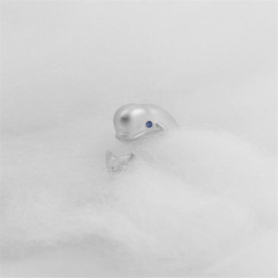 sterling silver beluga whale ring