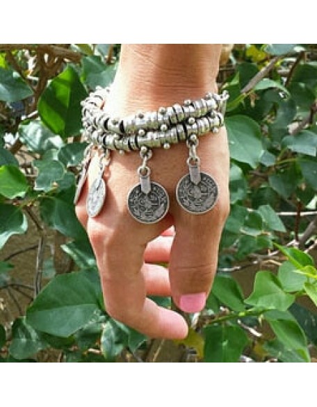 vintage silver coin bracelet