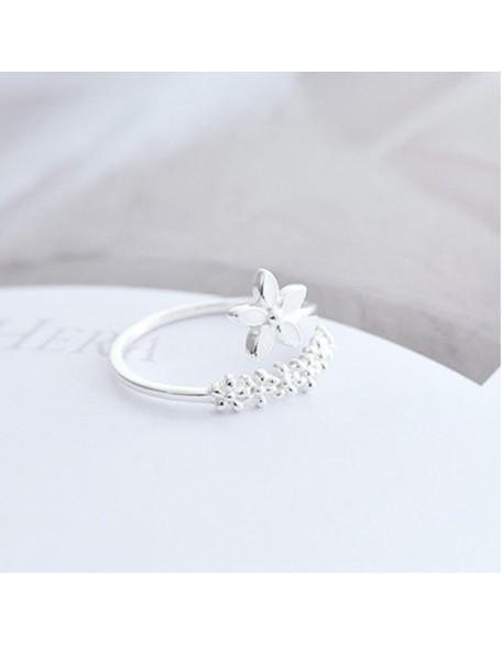 silver flower wrap ring