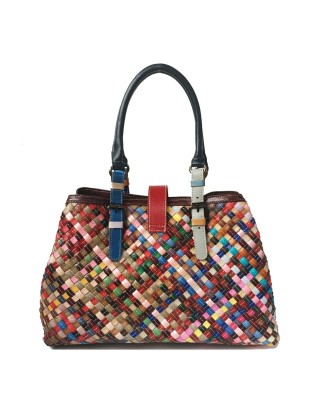 multi-color handmade leather handbag