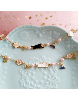 cherry blossom kitty bracelet