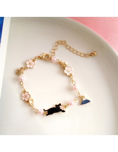 cherry blossom kitty bracelet