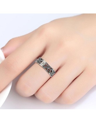 floral vine sterling silver ring