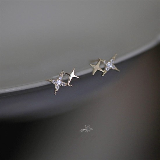 crystal sparkle stud sterling silver earrings