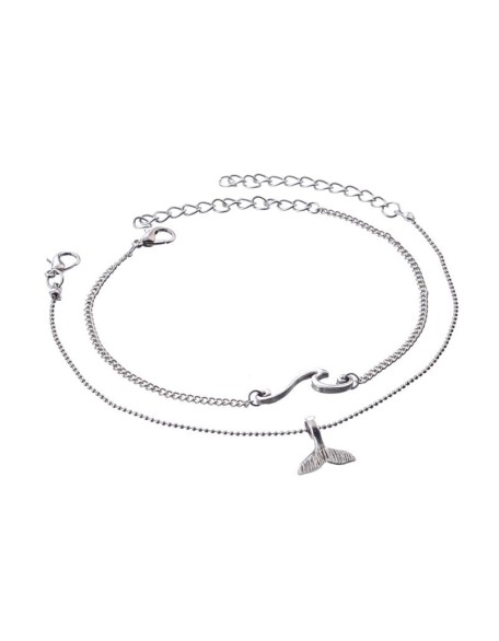 whales and waves anklet