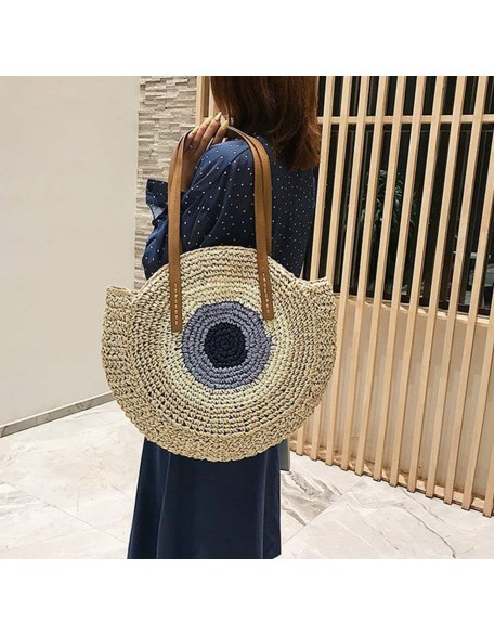 ocean eyes woven straw bag