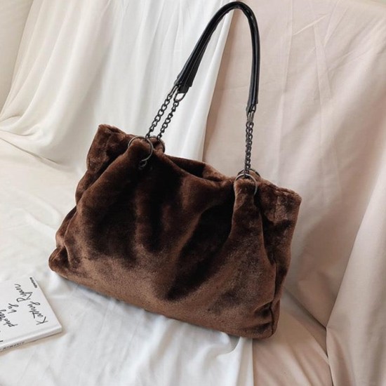 velvet plush shoulder bag