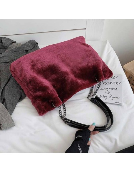 velvet plush shoulder bag