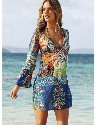 blue boho cover up