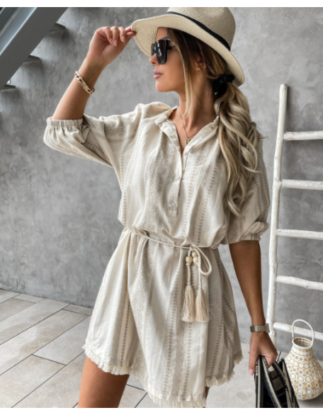 tassel and tie tunic dress