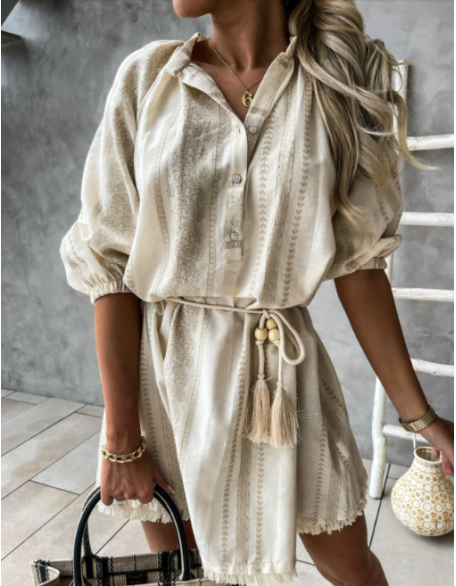 tassel and tie tunic dress