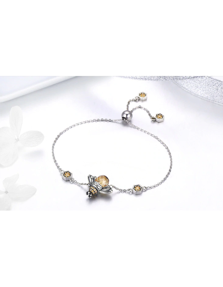 dancing bumble bee sterling silver bracelet